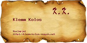 Klemm Kolos névjegykártya